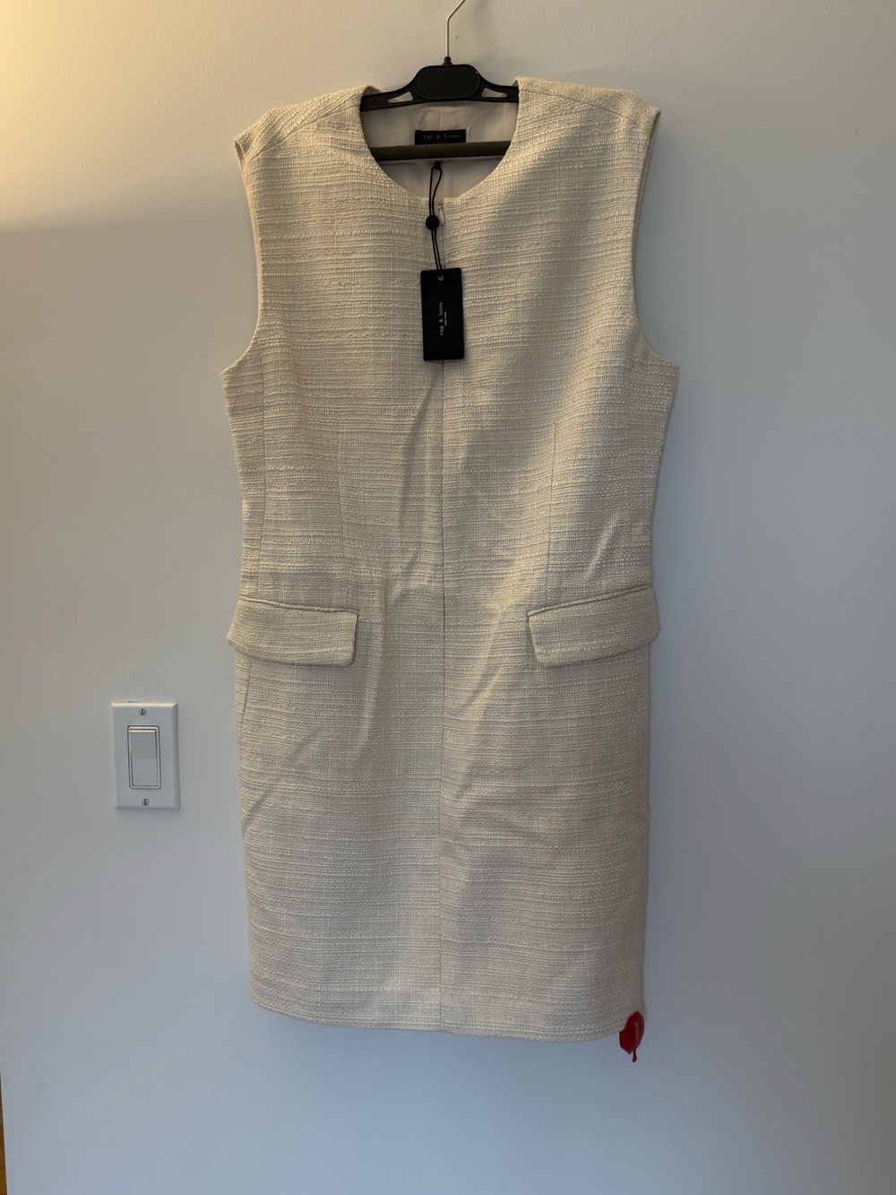 rag & bone Cream Sleeveless Tweed Shift Dress